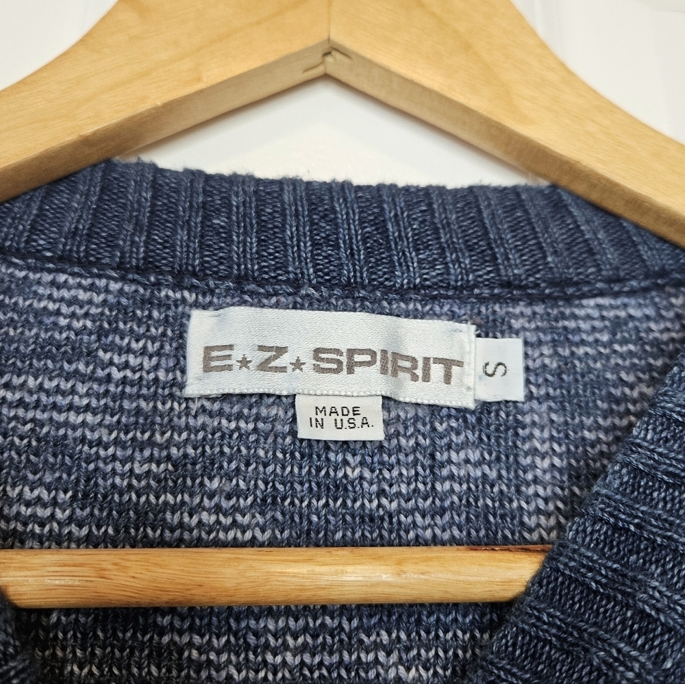 Vintage Y2K E.Z. Spirit USA 100% Cotton Geometric Knit Sweater Mens Small - Picture 2 of 4